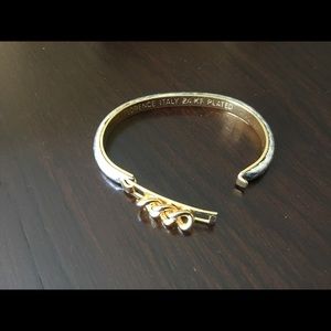 24k Gold plated made in Italy Chain Accent Women's Bracelet with soft leather